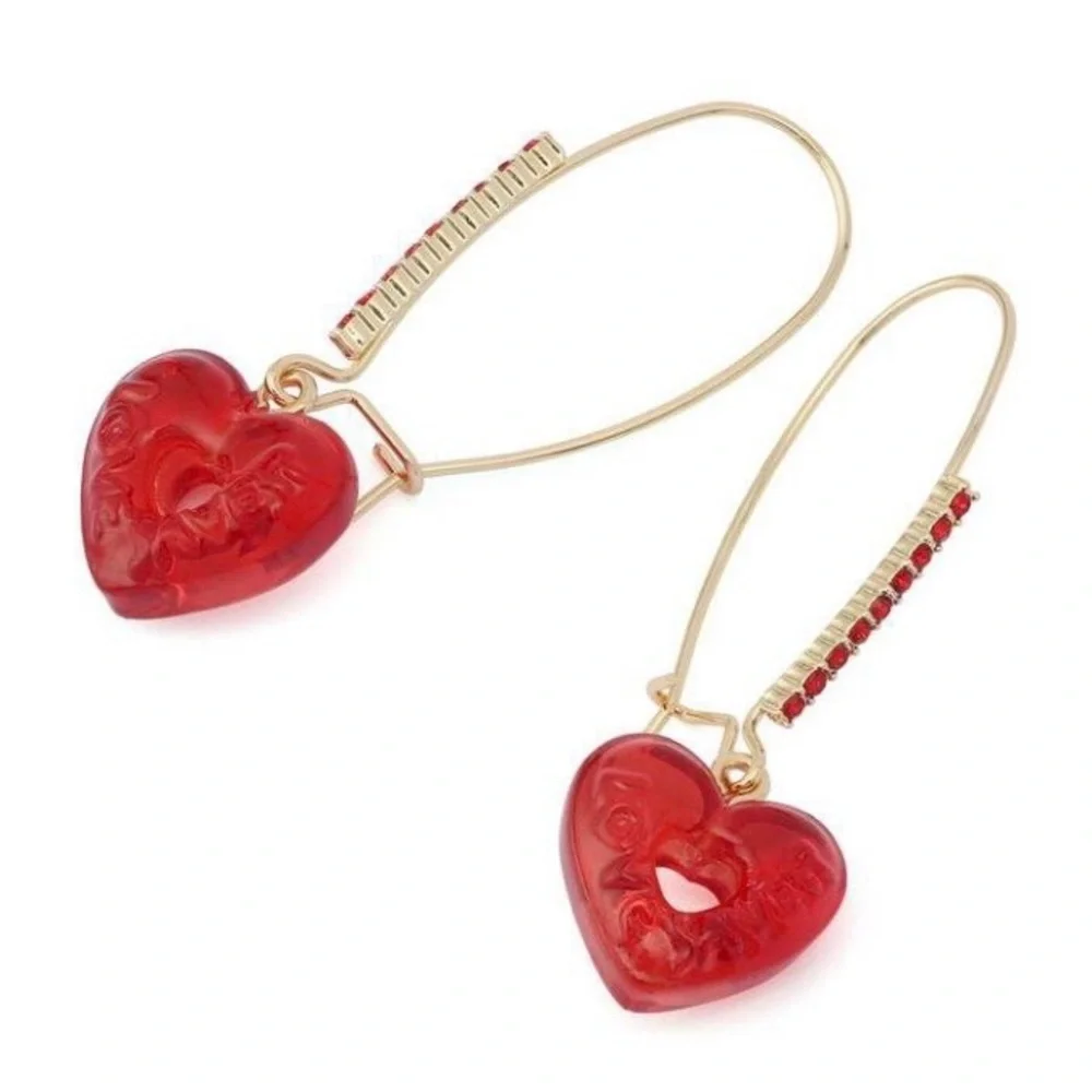 BETSEY JOHNSON Love Spell Valentine  Red Love Savers Candy Drop Earrings NEW NWT